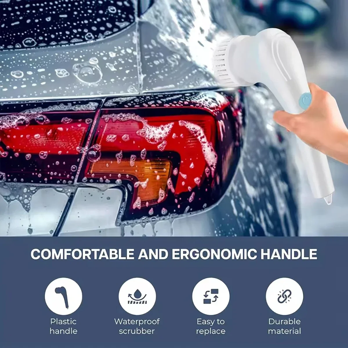 

1PC Electric Cleaning Brush with 5 Heads - The Ultimate Stain Removal Tool for Effortless Cleaning