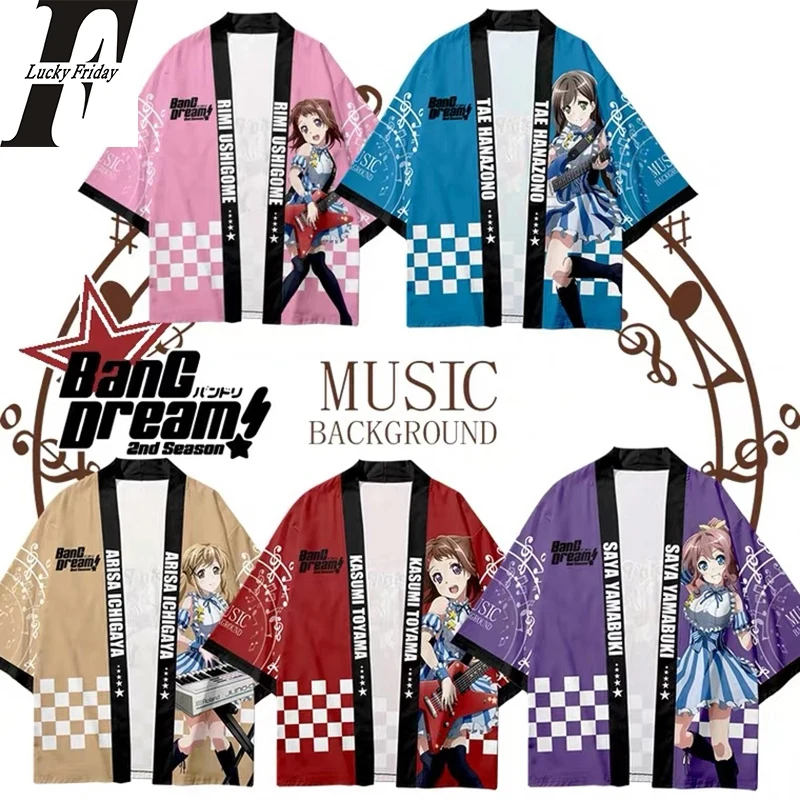 

Japan Anime Music Kawaii Cute BanG Dream! 3d Kimono Shirt Cloak Clothes Casual Men Women Seven Point Sleeve Cardigan Jacket Tops