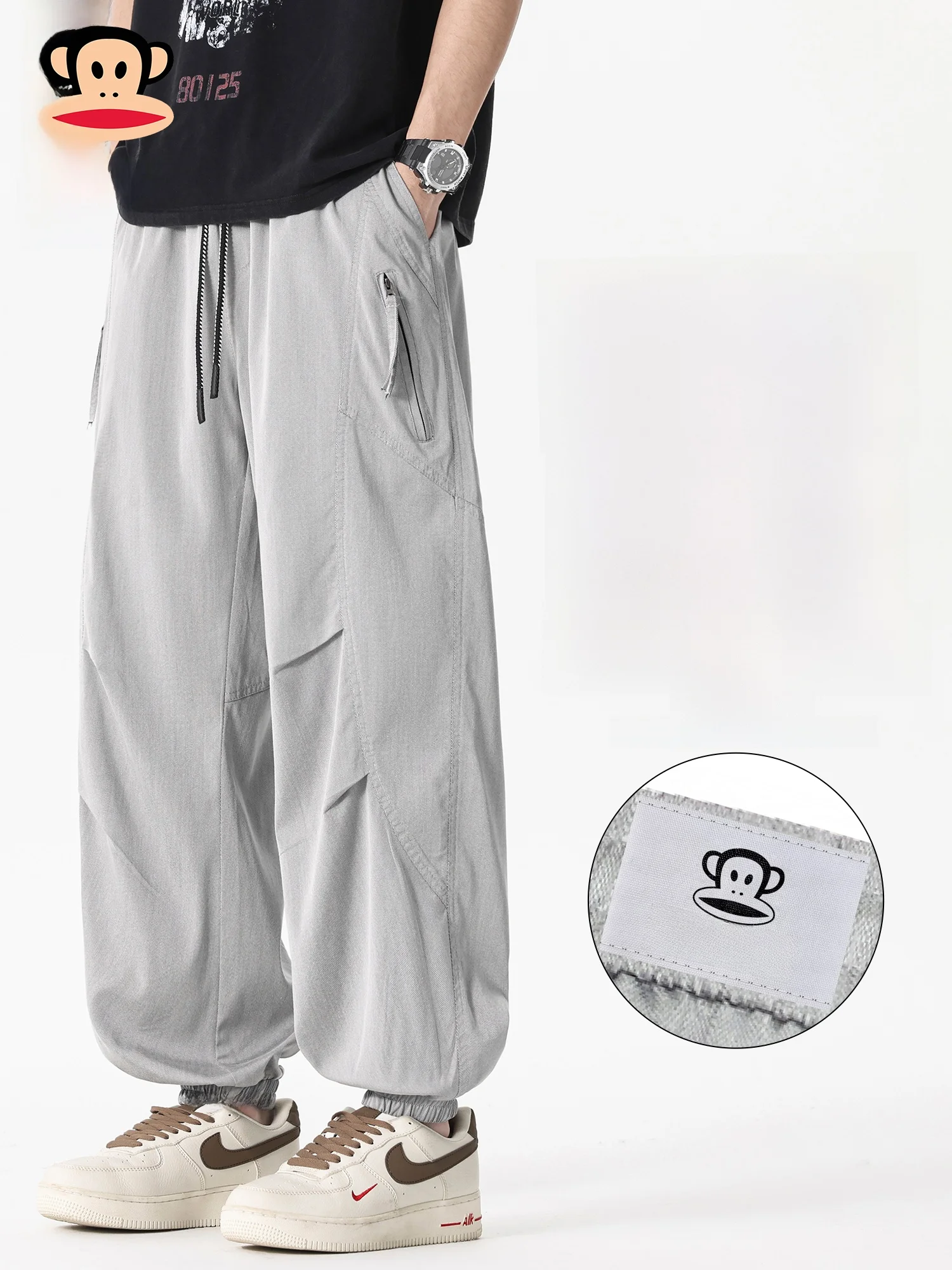 

PaulFrank Men's Casual Pants Summer New Loose Workwear Shorts Cargo Waist Elastic Micro Stretch Breathable Trousers