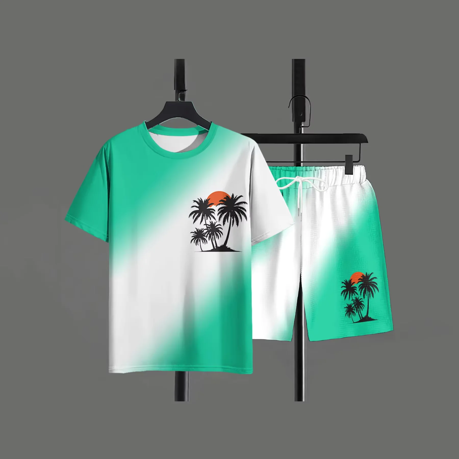 Summer Fashion Palm Tree 3D Print T-Shirts Shorts Sets Men's Tracksuits Oversized Short Sleeve T Shirt Pants Set Suits Clothing