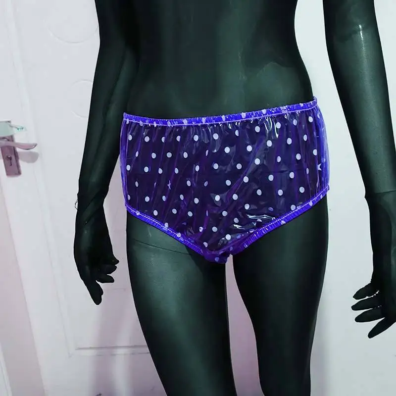 Men's Swimming Soft Transparent PVC Plastic Mid-waist Briefs Perspective Sexy Leak-proof Oil-pushing Anti-fouling Plastic Film