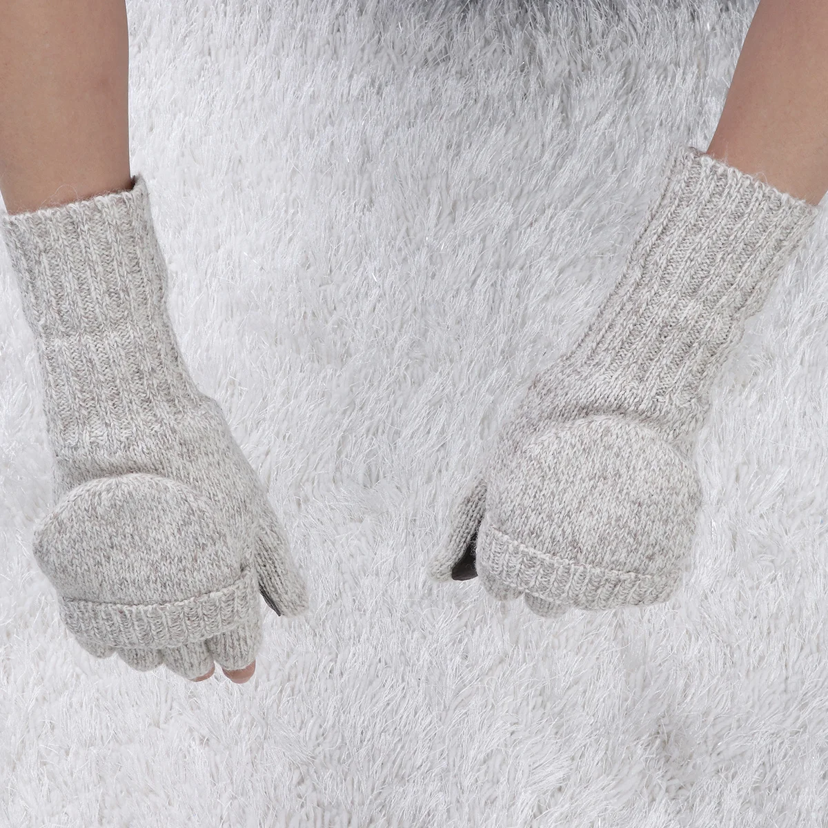 

1Pair Warm Knitting Half Finger Gloves Plus Thick Fitness Winter Sports Gloves for Weightlifting Gym Training Riding Men Wrist