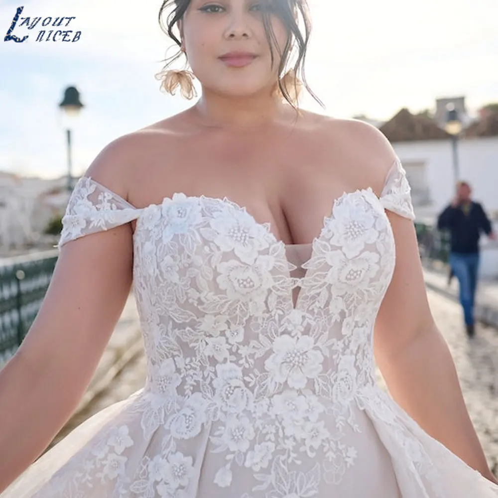 LAYOUT NICEB Off Shoulder Appliques Sweetheart bruidjurk korte mouwen rugloze bruiloftjurken op maat gemaakte gewaden de mariée 2024LAYOUT NICEB Off Shoulder Appliques Sweetheart bruidjurk korte mouwen rugloze bruiloft