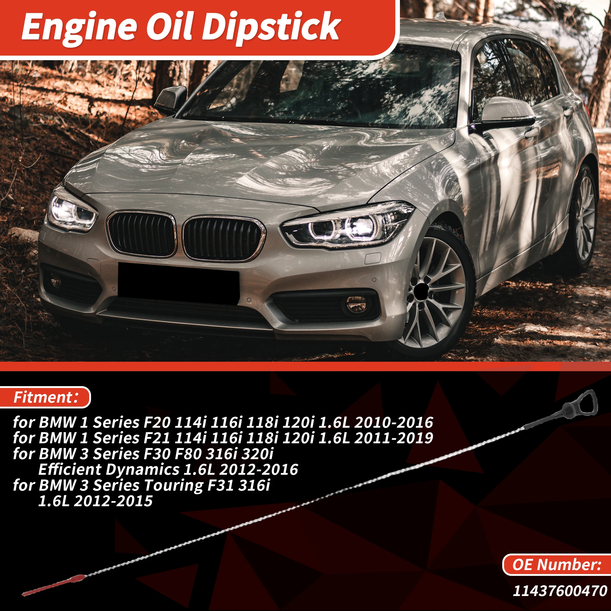 UXCELL Oil Dipstick No.11437600470 for BMW 1 Series F20 114i 116i 118i 120i 1.6L 10-16