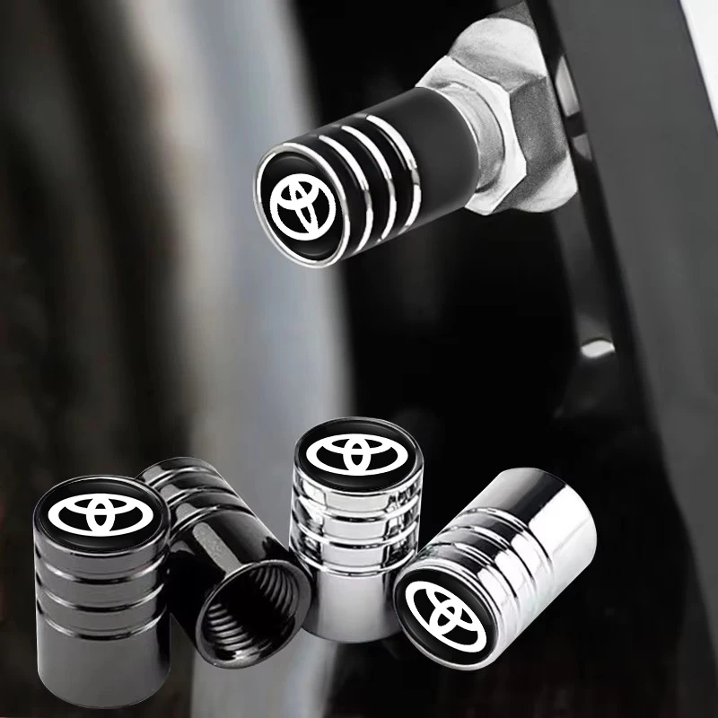 4 قطعة شعار السيارة المعدنية عجلة الاطارات صمام قبعات اكسسوارات السيارات لتويوتا 86 ميراي سوبرا برادو ألارد كراون Vellfire سيكويا #2