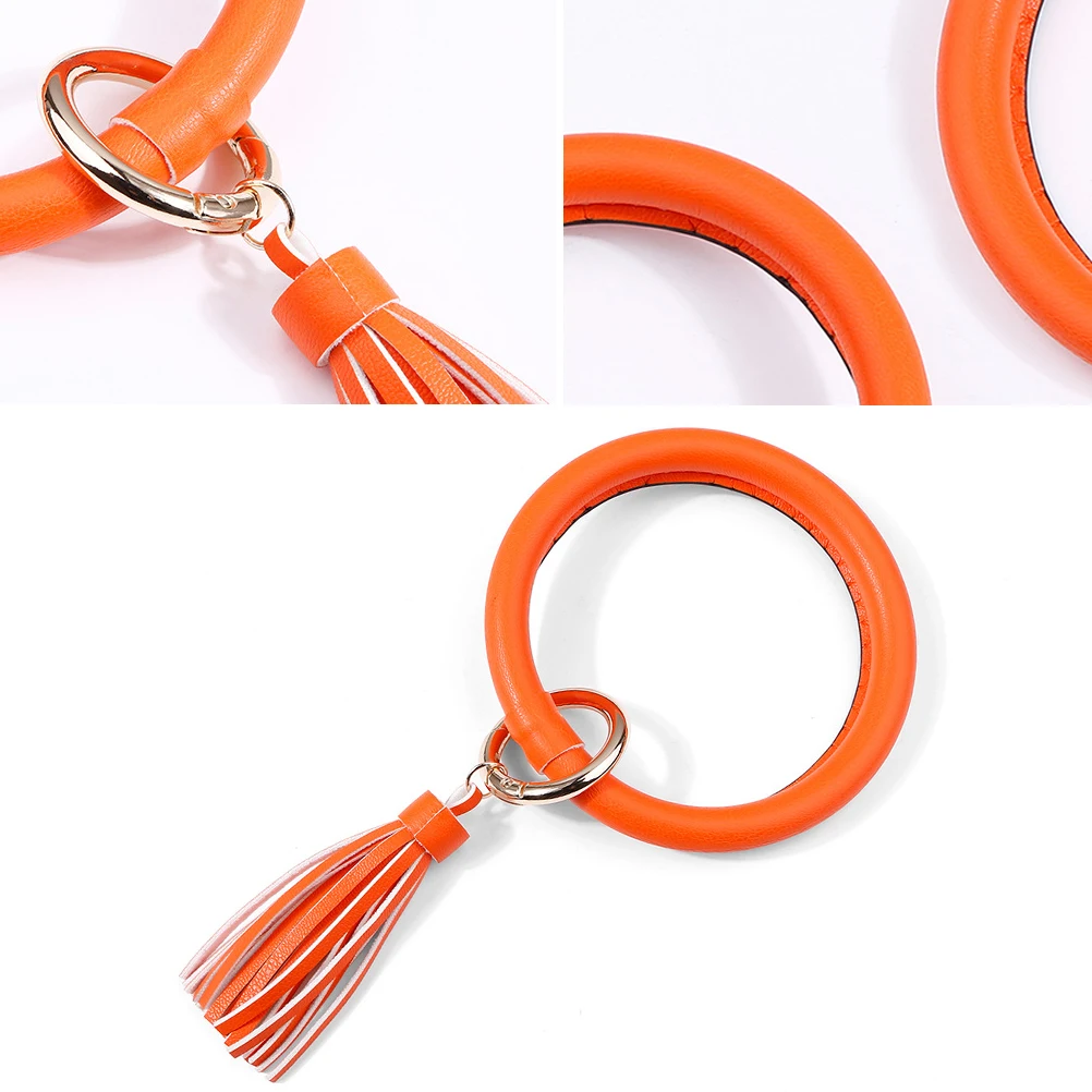 

Fluorescent Bracelet Key Ring Big Circle Keychain Women Fashion Wristband Bangle Bright Color Durable Alloy Portable