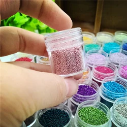 10g/jar Colorful Mini Caviar Beads Nail Art Charms 0.6/0.8/1mm Micro Beads No Hole Nail Rhinestone Jewelry DIY Manicure Decorati