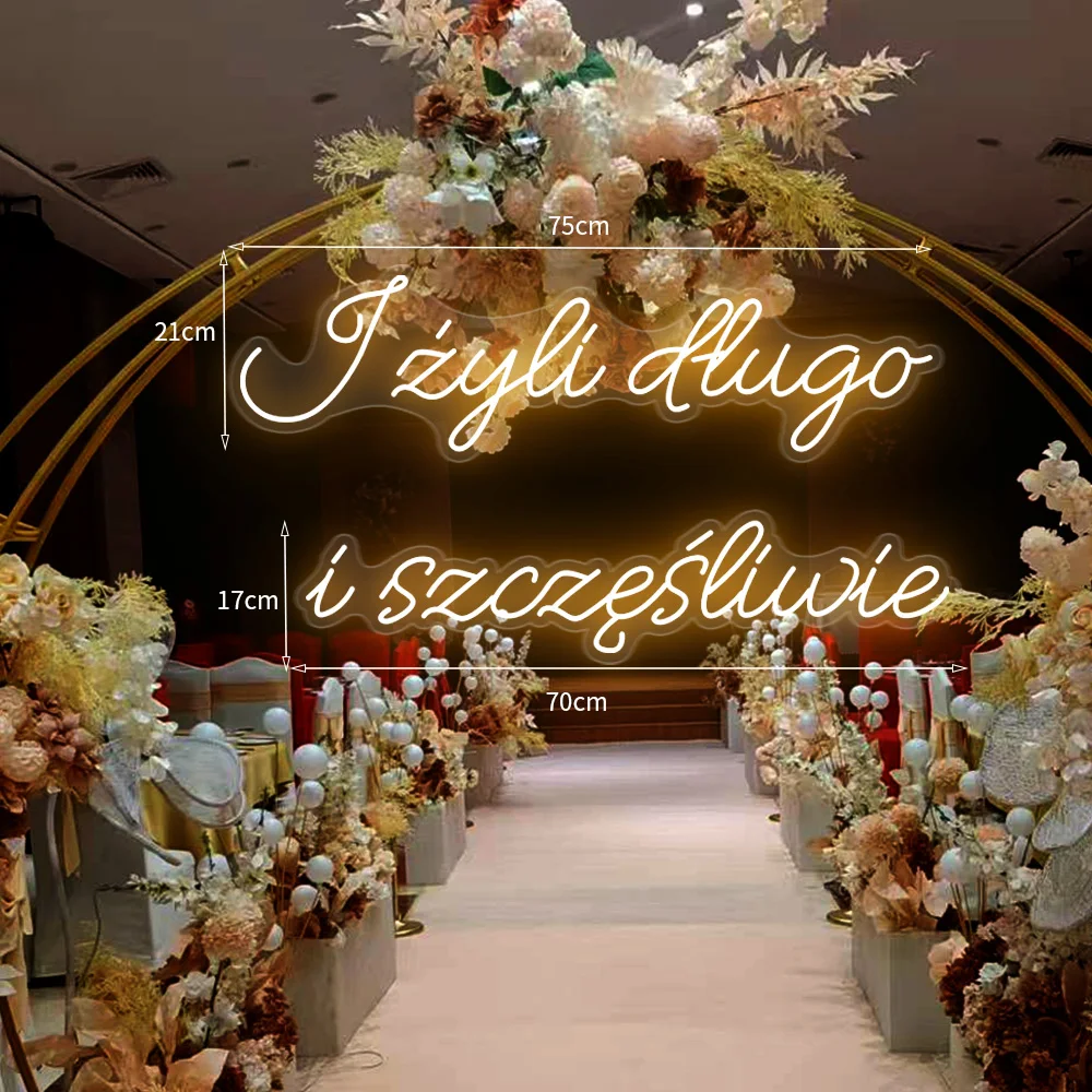 Big 75cm Custom Neon Light LED Neon Sign For a long time and happily Sign for Wedding Birthday Room Home Decoration