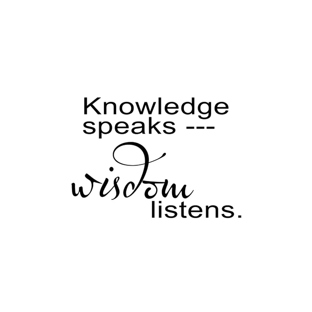 Knowledge Speaks Wisdom Listens Wall Sticker Life Quote Wall Decal Art Home Decor Living Room Bedroom Murals