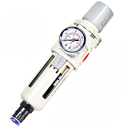 NPT/BSPP Automatic Drain Air Filter Pressure Regulator Combo Piggyback, Air Tool Compressor Filter with Gauge AW3000-03D