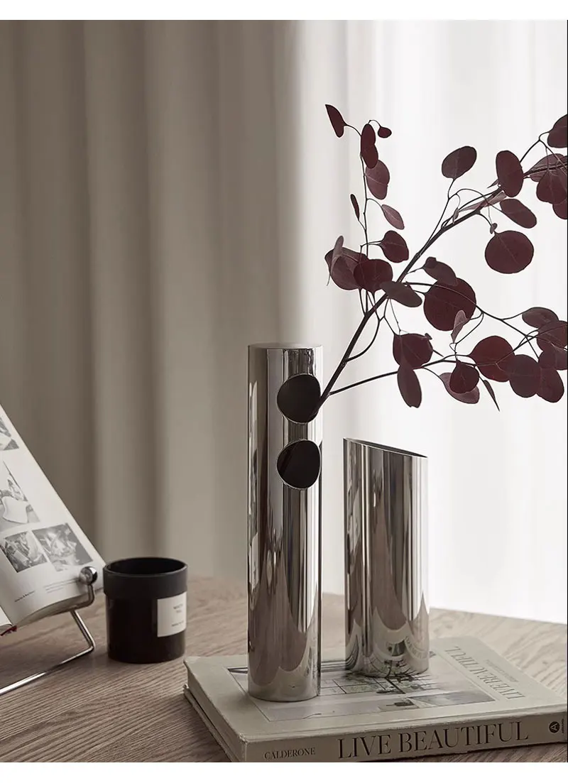 Flower Vase Decorative Centerpiece For Home or Wedding SUS304 Stainless Steel, 11.8