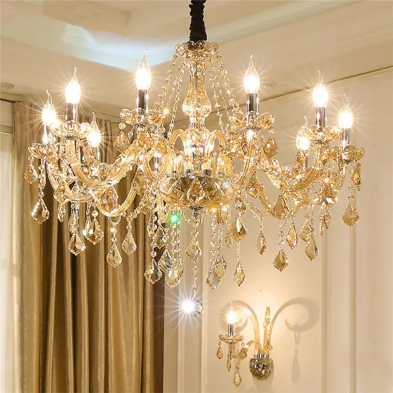 BRIGHT European Crystal Pendent Lamp Luxury Living Room Restaurant Bedroom Villa Hotel Clothing Store  Beauty salon Chandelier