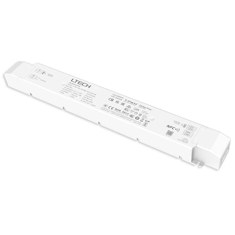 LTECH NFC 0-10V Ściemnialny sterownik LED 240W 24V CV Stałe napięcie 220-240V Przestrajalny biały Push Dim/CCT Sterownik Transformator oświetleniowy