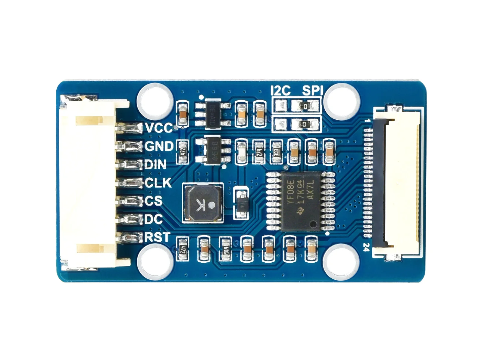 Waveshare 1.51인치 투명 OLED 모듈 128×64 SPI/I2C 하늘색 디스플레이는 Raspberry Pi/Arduino용 예시와 함께 제공됩니다.