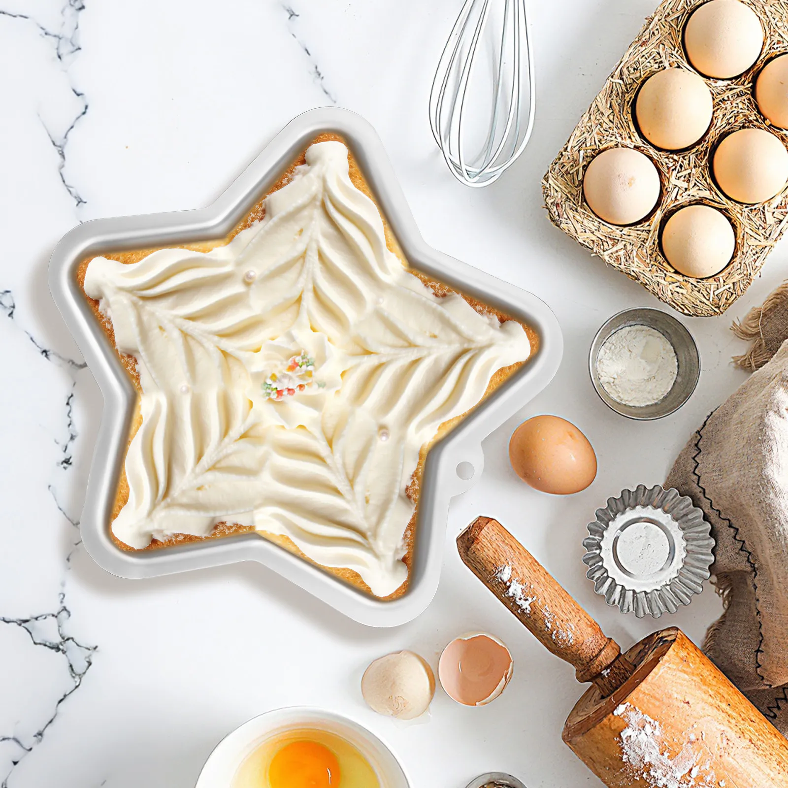 Star Cake Pan Five-Pointed Aluminum Alloy Baking Mould for Birthday Anniversary Wedding Party Cakes Even Baking Reusable