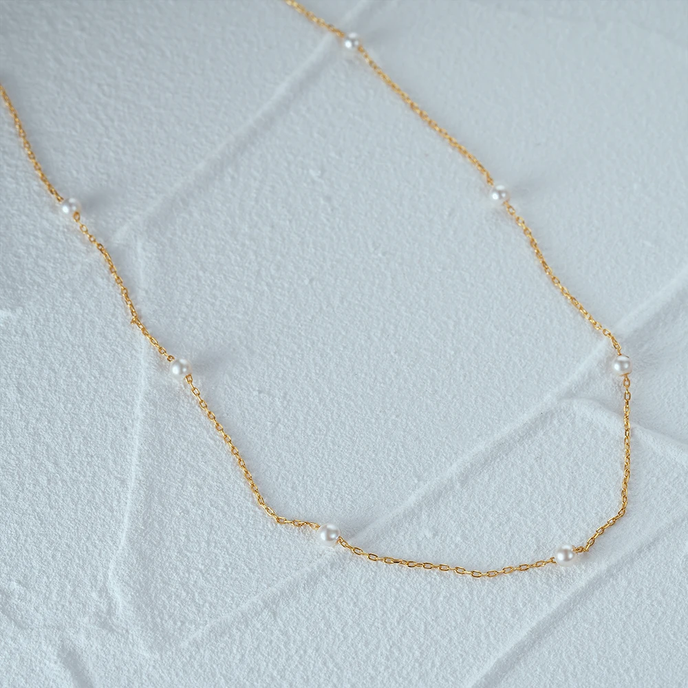 CANNER-collar de clavícula apilada de perlas para mujer, cadena larga de Plata de Ley 925, regalos para mujer, venta al por mayor