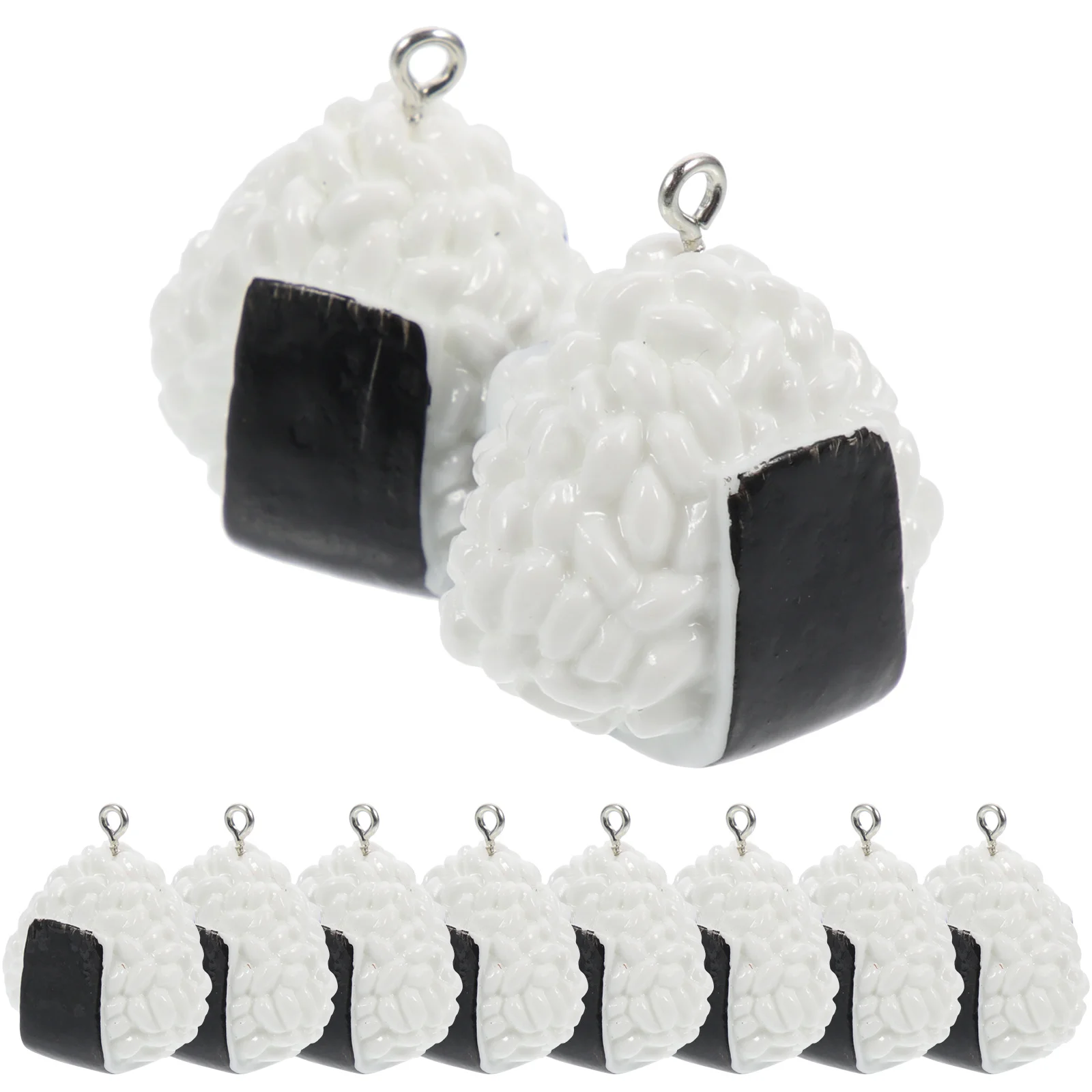

10Pcs Imitation Resin Rice Ball Pendants Sturdy Food Charms for Jewelry Making Key Chains Bag Hanging Decoration