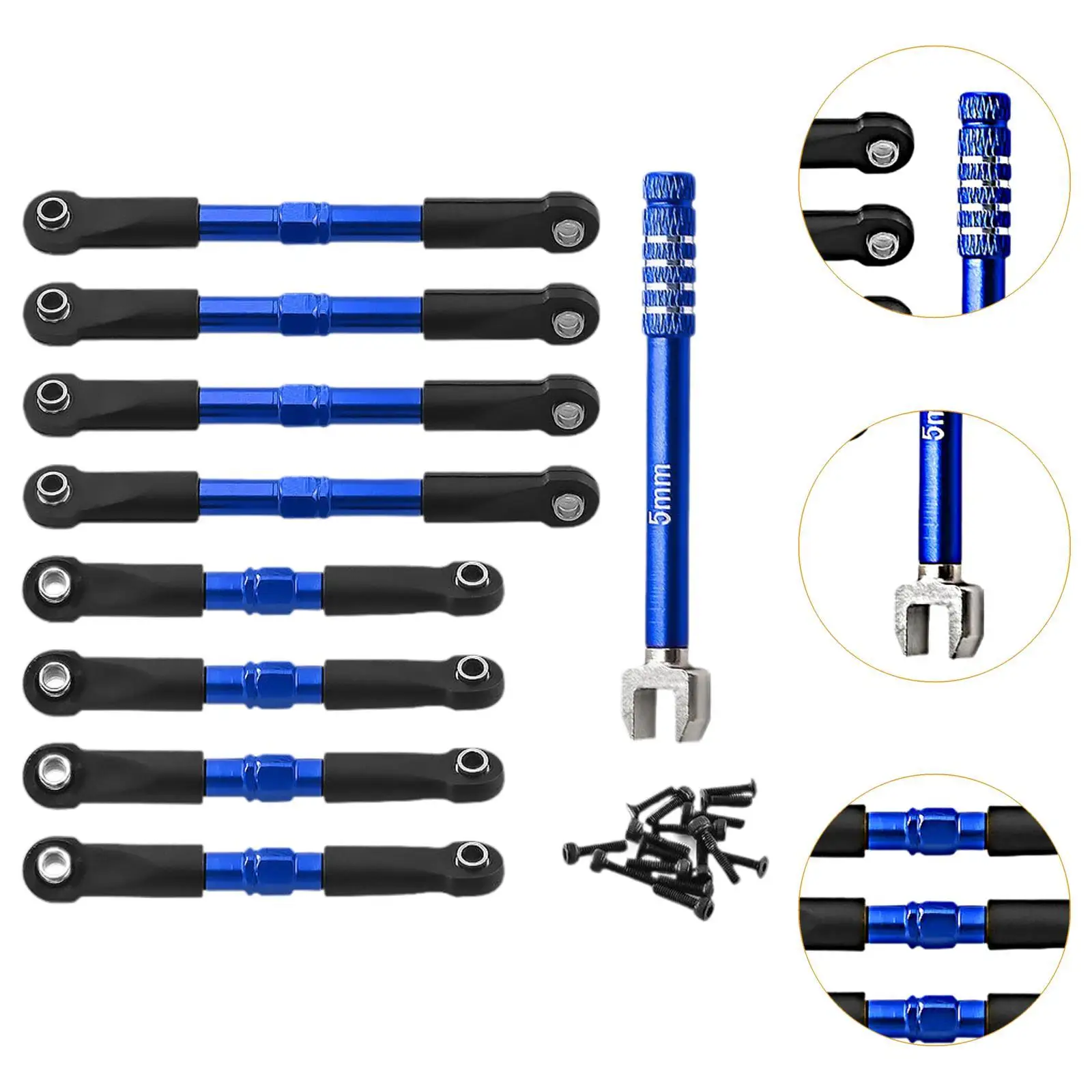 8 Pieces RC Toe Links RC Car Accessory Spare Part High Performance Steering Links Push Rods Pull Rod for 1/16 Slash 4x4 Models