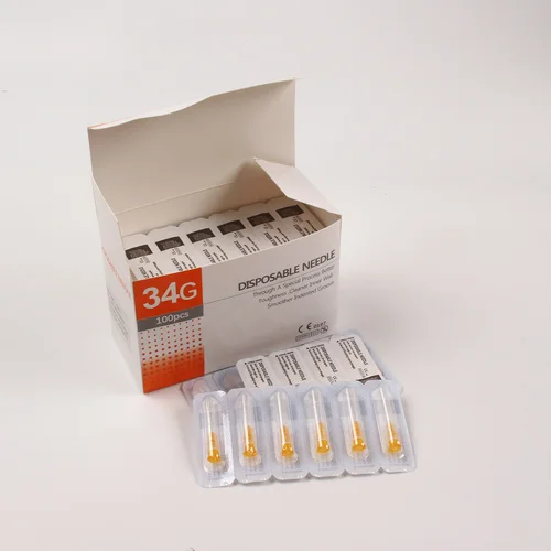 Imagen 2 del producto 100 unids/caja tatuaje pequeña aguja de belleza indolora 34G4MM 34G6MM 34G8MM 34G13MM inyector estéril superfino herramientas para párpados