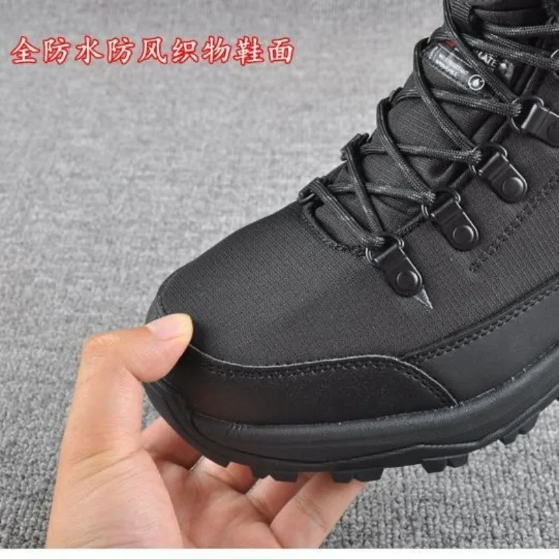 Winter With Fur Men Mountain Climbing Footwear Plus Velvet Outdoor Boots Mens Anti Slip Hiking Shoe Men Plus Velvet Camping Shoe