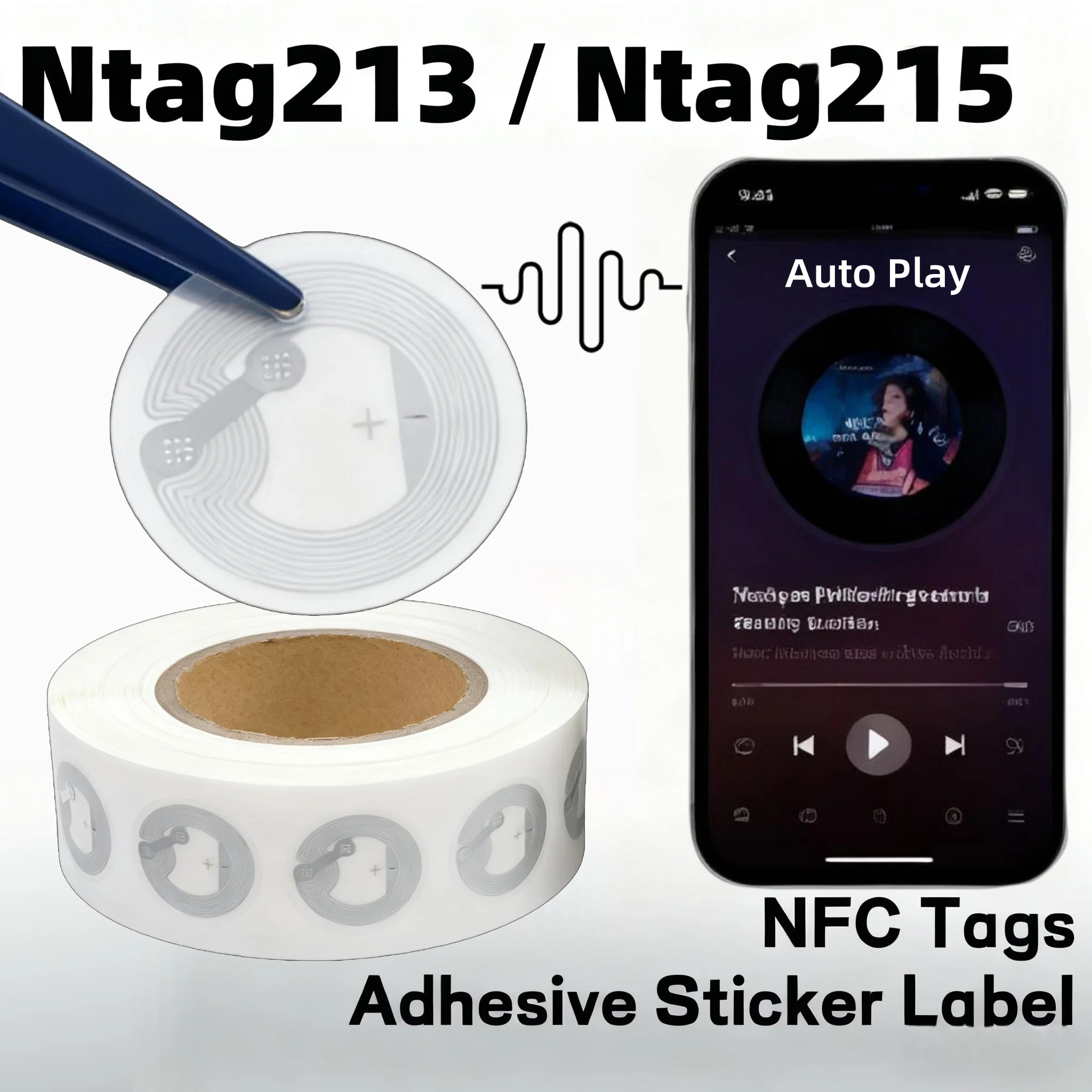 10/20pcs NFC Tag Stickers Ntag213/215 Rewritable Programmable 144/504 Byte Memory Battery Free for All NFC Smartphone Accessory
