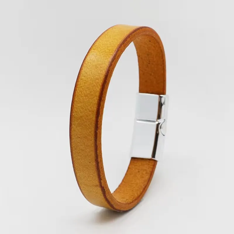Eenvoudige Vintage Rundhuid Lederen Armband Voor Mannen Veelzijdige Creatieve Magnetische Gesp Armbanden Mannelijke Straat Trend Sieraden Accessoire