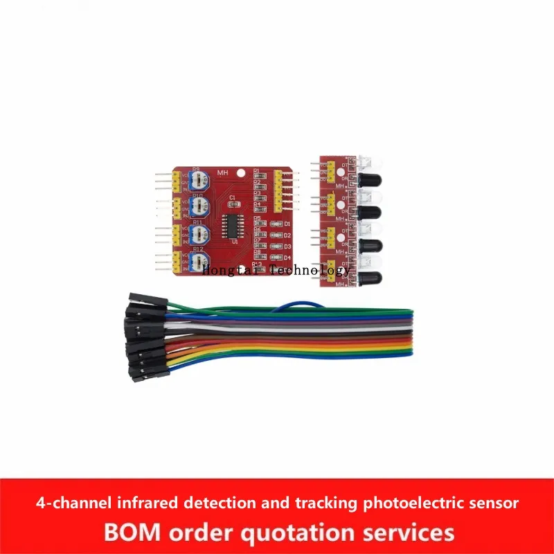 4-channel infrared detection tracking photoelectric sensor intelligent tracking trolley module black and white line recognition