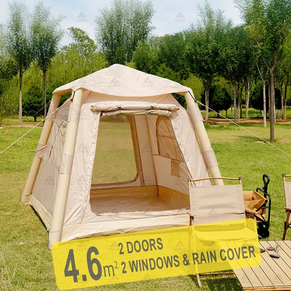 

New Double-Door Double-Window Air Tent 4.3 Square Meters Waterproof UV-Resistant Oxford Fabric for 1-2 People for Camping