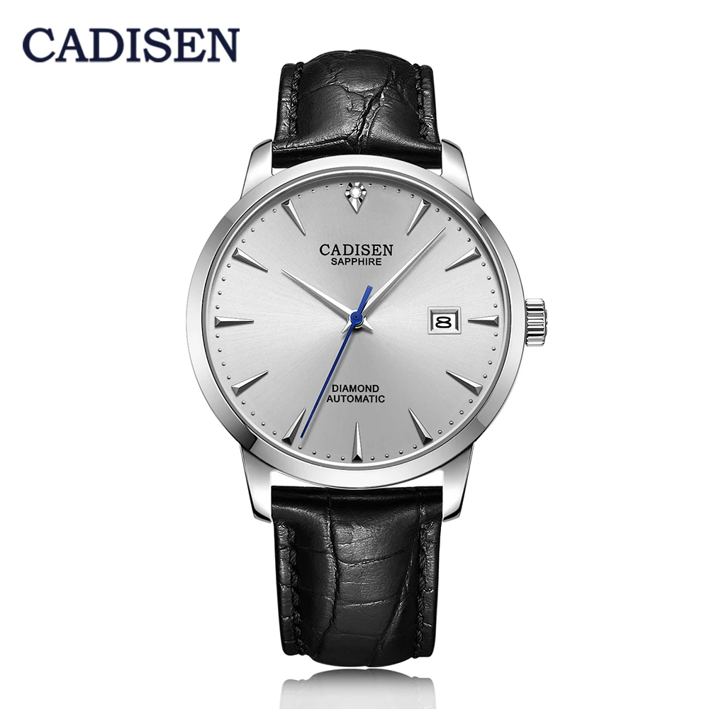 CADISEN Men Watches Automatic Mechanical Wrist Watch MIYOTA 9015 Top Brand Luxury Real Diamond Watch Curved Sapphire Glass Clock