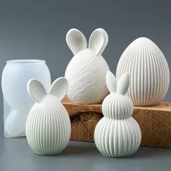 Easter Egg Bunny Silicone Candle Mold DIY Handmade Double Rabbit Ear Soap Plaster Resin Craft Casting Molds Home Decor Art Gifts