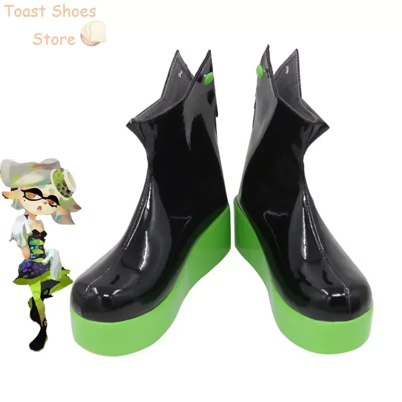 Anime PU Couro Cosplay Sapatos, Botas de Carnaval do Dia das Bruxas, Costume Prop, Splatfest final, Inkling Squid Marie