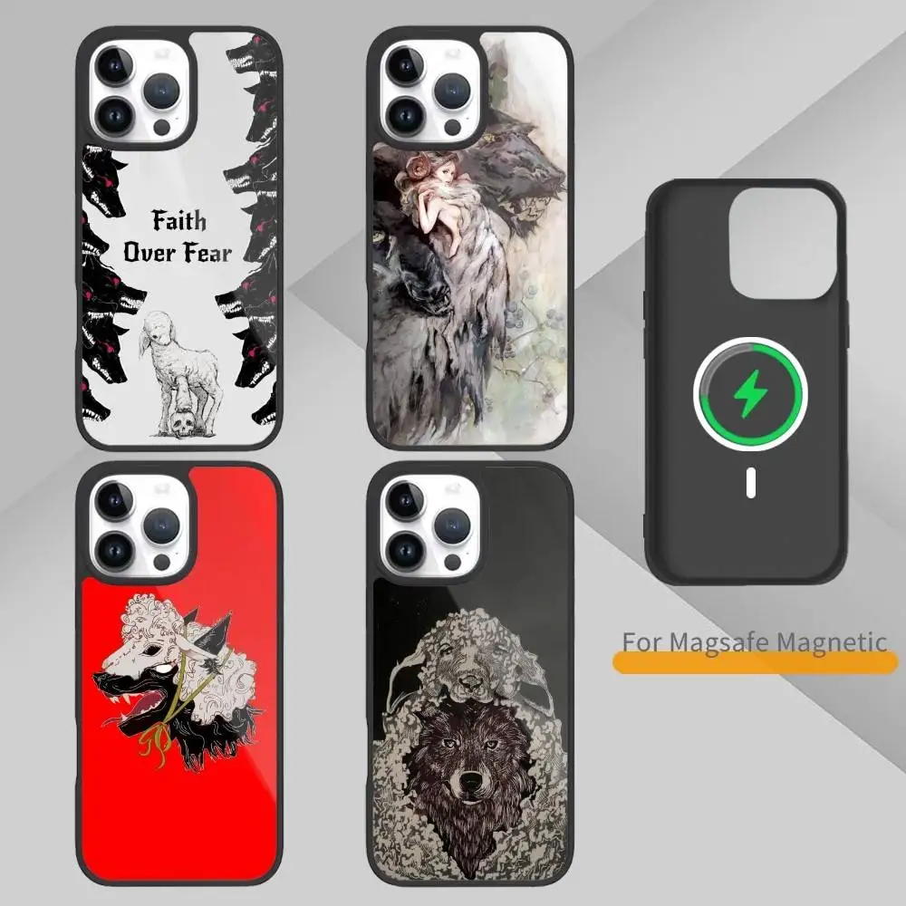 

Sheep in wolf's clothing art Phone Case For iPhone17,16,15,14,13 Plus,Pro Max Magnetic For Magsafe Wireless Charging