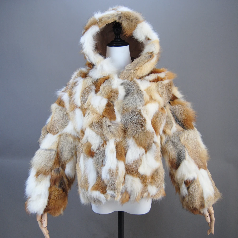 Fashion Natural Fox Fur Coat Sleeve Fur Real Fox Fur Natural Raccoon Winter Women Fur Coat High Quality Silver Fox Fed Fox Fur