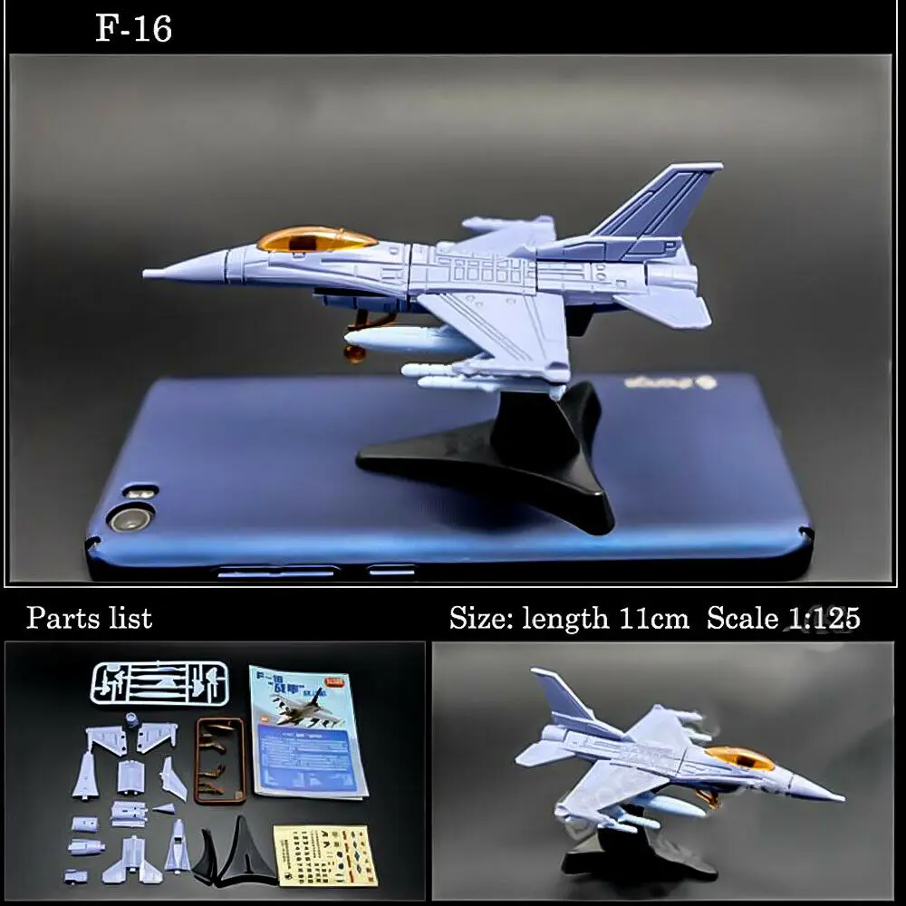 1:125 Scale F-16  Fighting Falcon Assembly Fighter Mini Military Plastic Model Collection Puzzle Figure Toy Children's Gifts