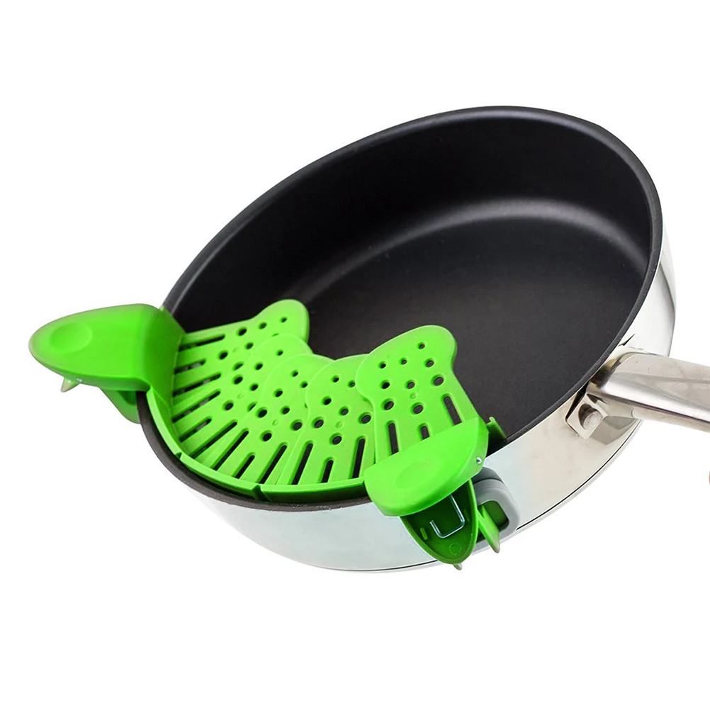 

Silicone Green Strainer Kitchen Gadget Liquid Diversion Mouth Soup Funnel Fruit Vegetable Pasta Cookware Parts Heat Resistance