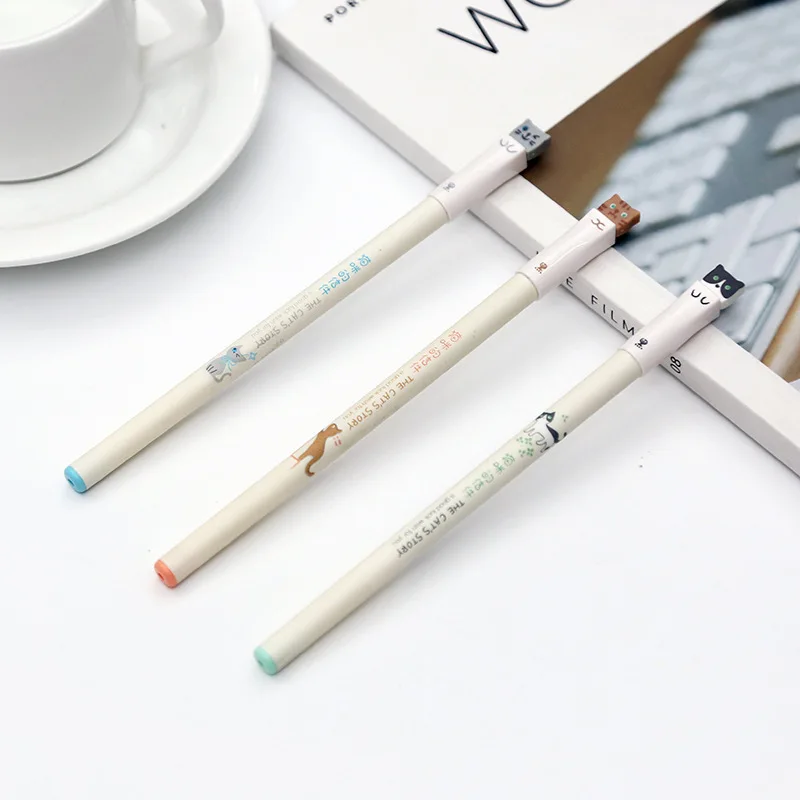 5Pcs Cat Gel Pens 0.38mm Extra Fine Point Black Ink Smooth Writing For Stationery Back To School Perfect Gift