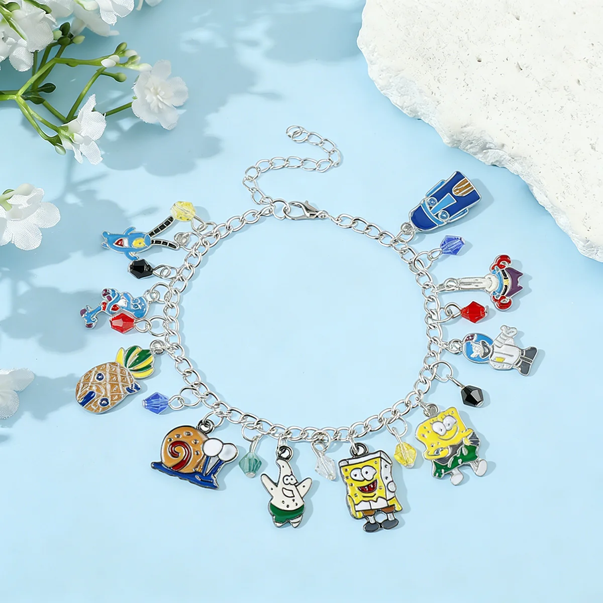 Cartoon Anime Spongebob Adjustable Bracelet Fashion Charm Unisex Pendant Bracelet Clothing Jewelry Accessories Gift For Friends