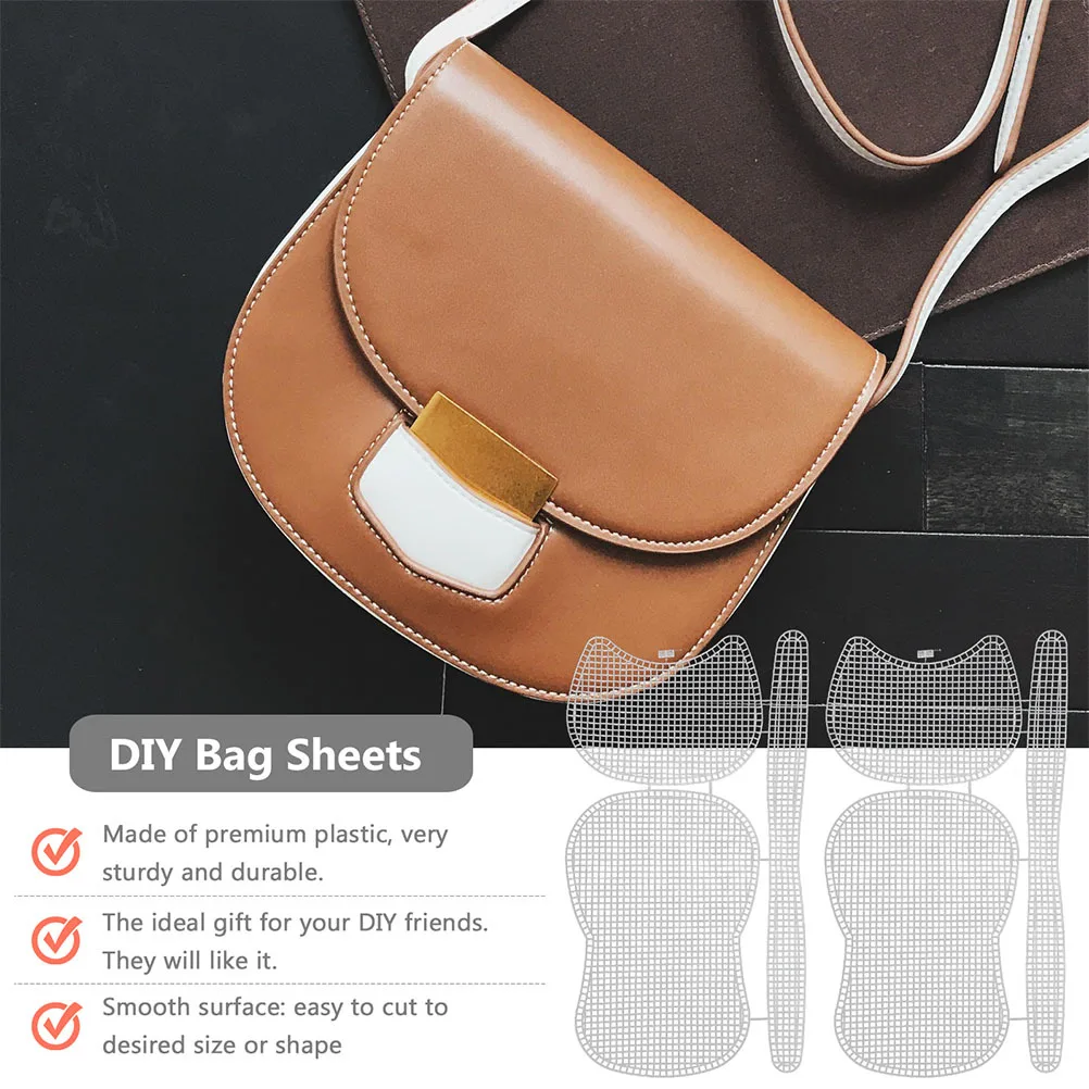 

6Pcs Bag DIY Grid Plates High Quality Plastic Sheet Handwoven Knitting Crochet Embroidery Bag Making Tools DIY Plastic Sheet