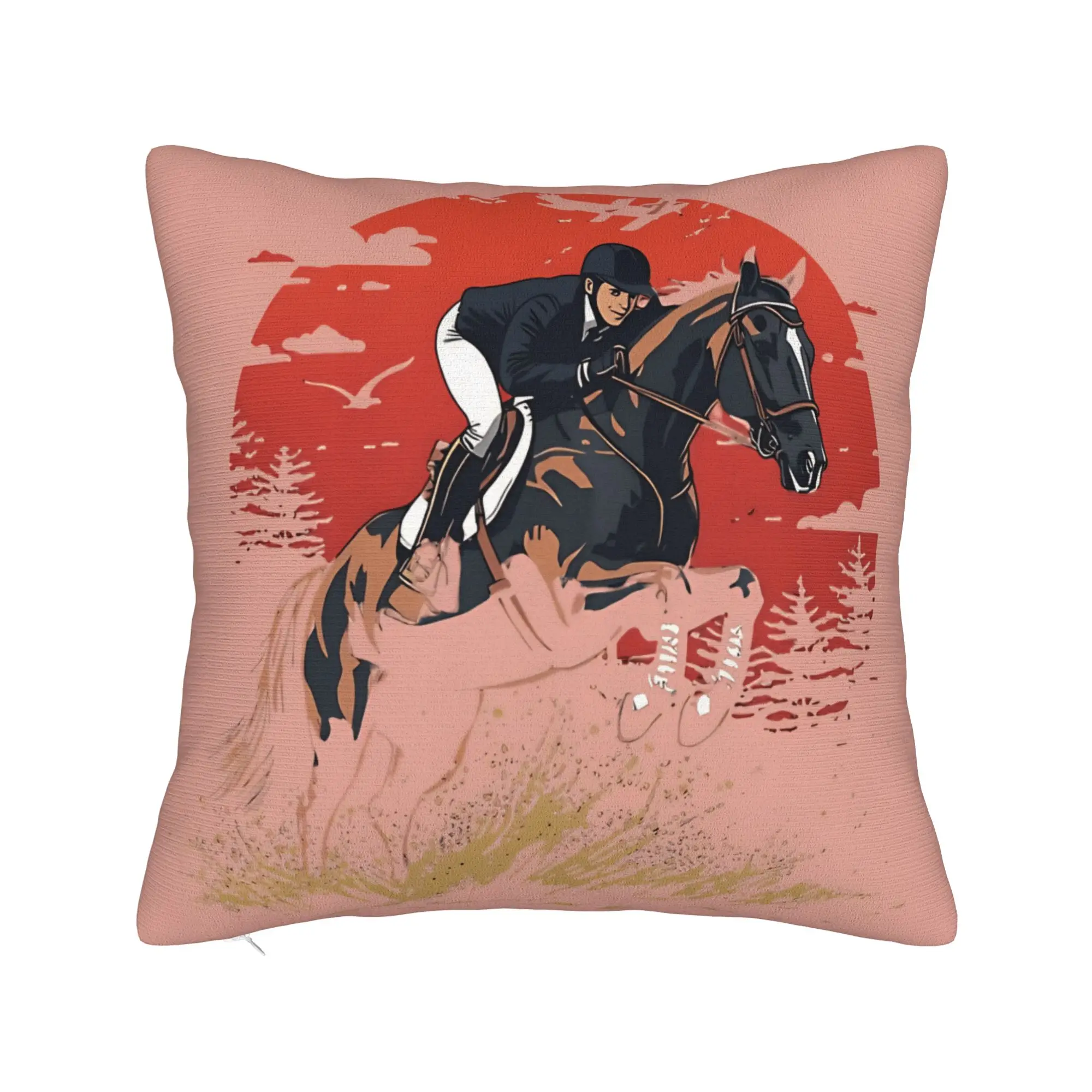 Equestrian Pillow Cover  Soft Cushion Cover Novelty Pillow Case For Office Car Home Decor