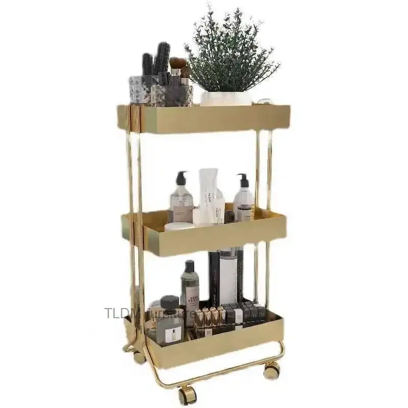 

Salon Shop Modern Iron Storage Beauty Tool Movable Cart Trolley Barber Furniture Multifunctional High-end Dedicated Storage Rack