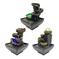 4 Tier Tabletop Water Fountain Ornament River Rocks Relaxation Decorative Electric Micro Landscape for Desk Teahouse Decoration