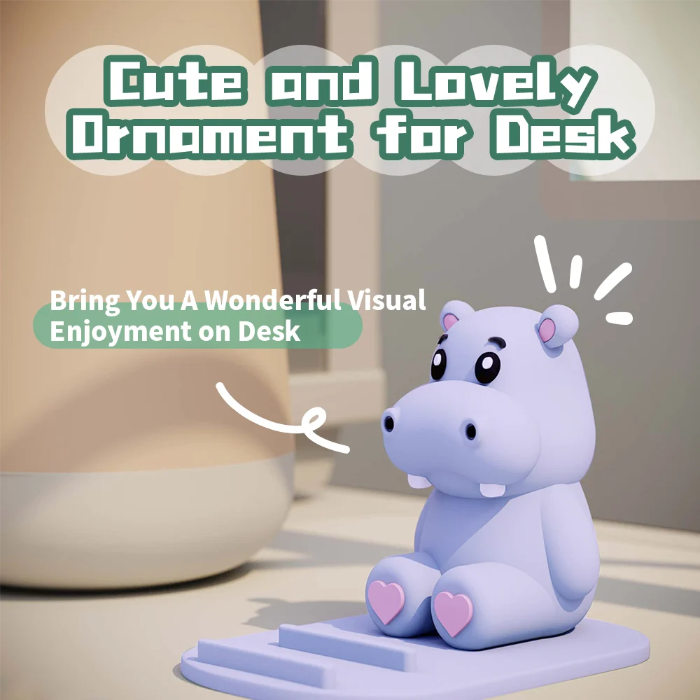Hippo Mobile Phone Tablet Stand PVC Doll Desk Decor Creative Phone Holder Portable Cartoon Cell Phone Bracket Small Gifts