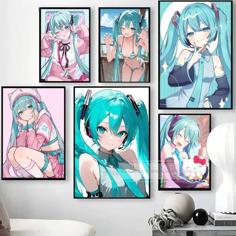 1PCS No-Frame Canvas Painting Hatsune Miku Anime Wall Decor Vocaloid Series Art Print Picture for Home Room Aesthetic Wall Decor