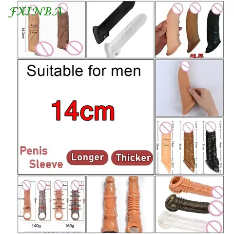 FXINBA New Peniss Sleeve Enlarger For Men 14cm sexxy Adult Toy For Men Cock Sleeve For Peniss Cover Dick Extension Reusable Condom