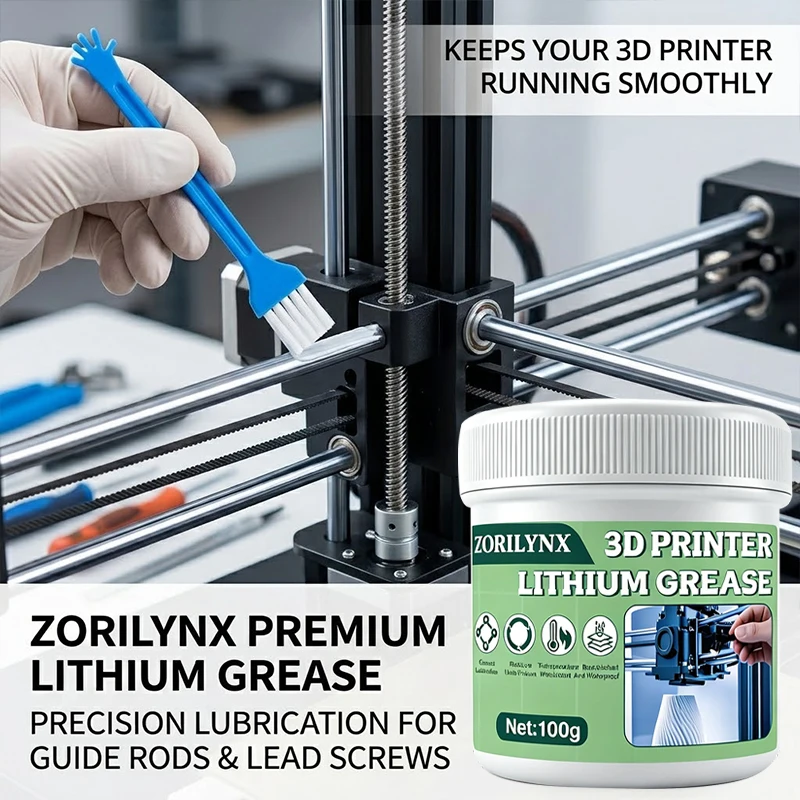 

Professional 3D Printer Lithium Grease for Linear Rails Lead Screws and Guide Rails High Temperature Maintenance 100g ZORILYNX