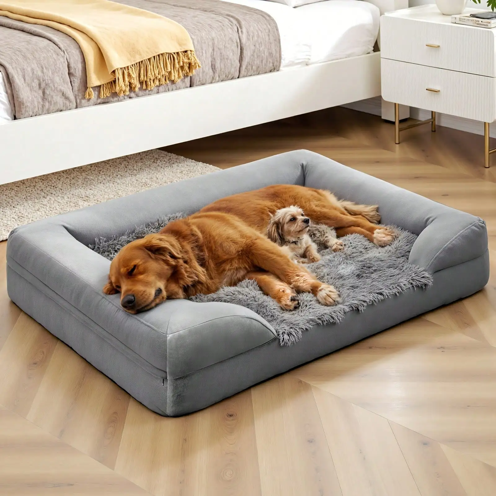 

Foam Ultra Soft Dog Beds For Large Dog Waterproof High Supportive Bolsters With Easy Clean Removable Washa