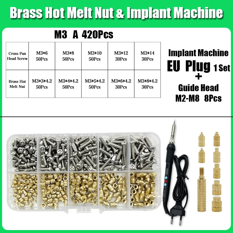 M2 M3 M4 Messing Einsatz Mutter Bolzen Schraube Implantation Maschine Hot Melt Rändelgewinde Wärme Lötkolben Spitze 3D Drucker Zubehör – Detail 19