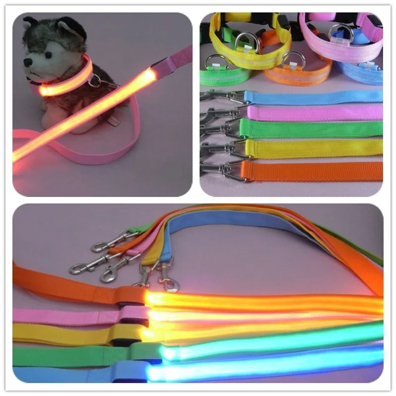 Led Dog Leash Rope With Light Luminous Lead Leash For Dog Safety Flashing Glowing Collar Harness Accessories Honden Lichtband