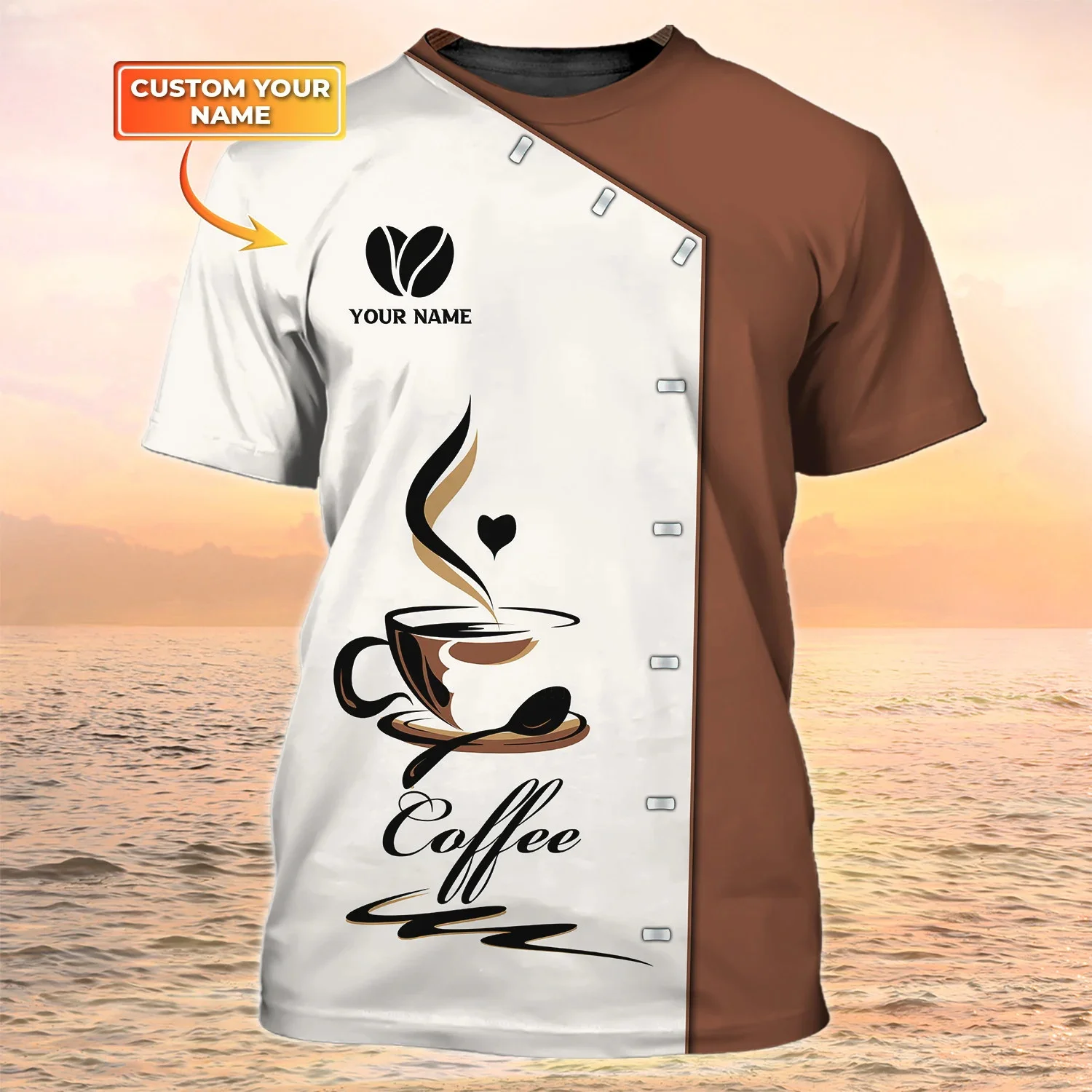 Newest Summer Men‘s T-shirt Barista Apron Personalized Name 3D Printed t shirt Unisex Casual Tshirt Coffee Shop Uniform DW101 view 5