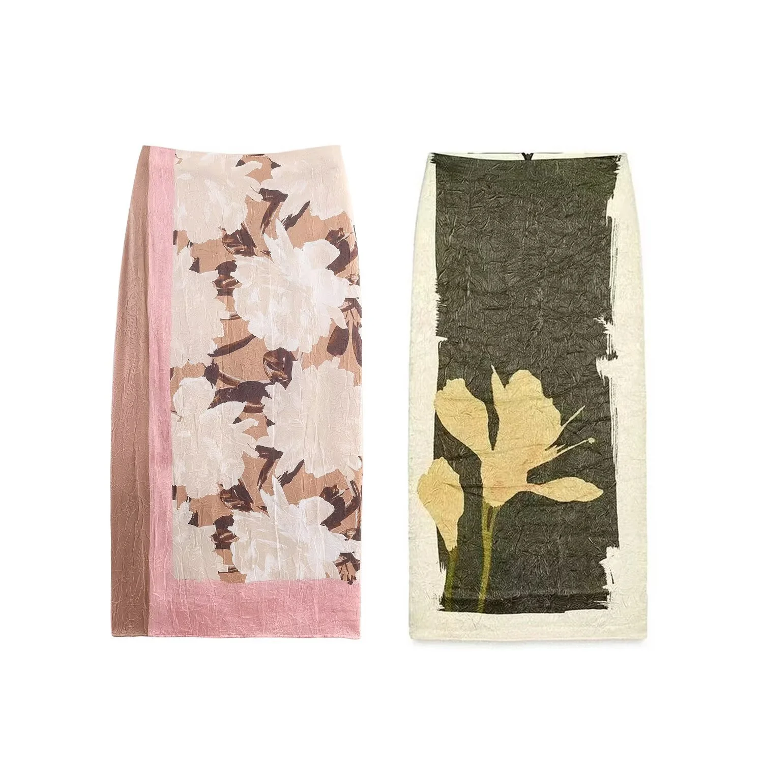 

Осень 2023, новый продукт, женская повседневная стильная модная юбка-миди с высокой талией и принтом морщин, половина тела